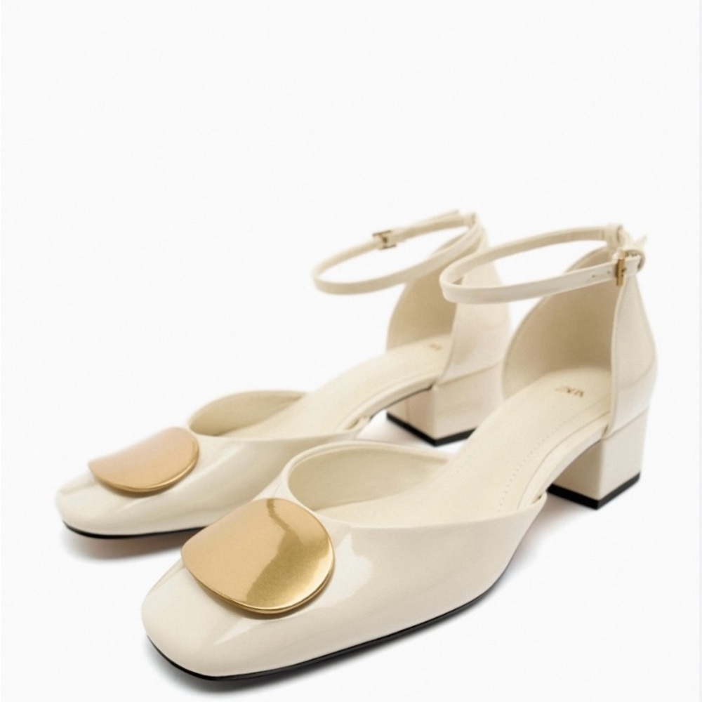 ZARA NWT BLOCK-HEEL EMBELLISHED SHOE